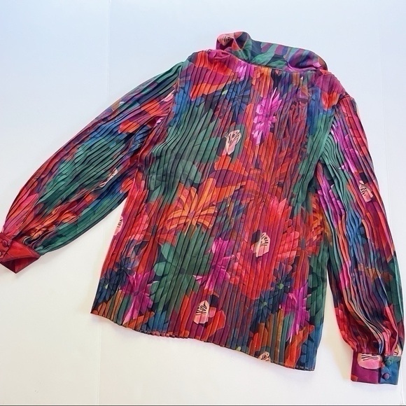 Farm Rio Bird Flowers Pleated Shirt Multicolor - Picture 11 of 13